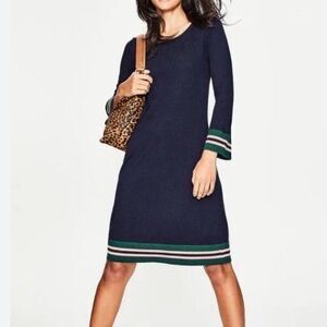 Boden Womens Trudy Knit Dress Size 12 Wool Cotton Blend Navy Green